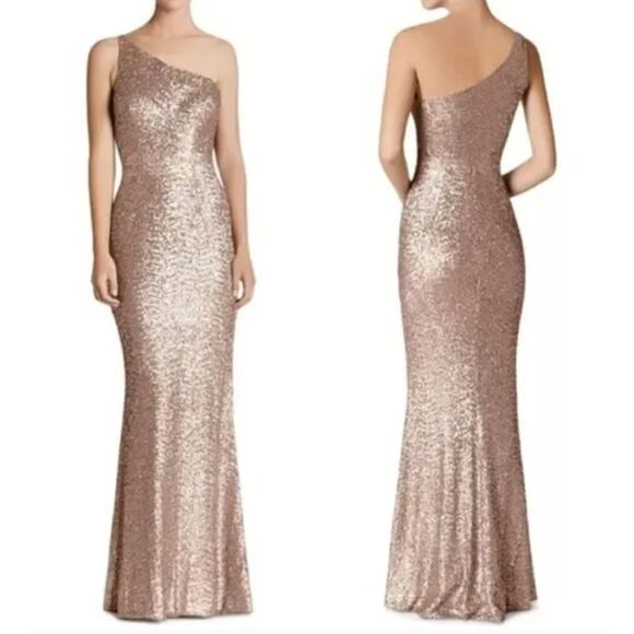 Dress The Population M Pink Sequin One Shoulder Maxi Dress - Picture 1 of 3